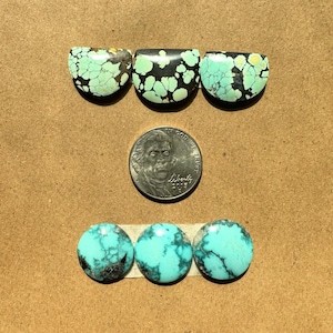 Mixed Chinese Turquoise Half Moon and Round Hand Cut Cabochons