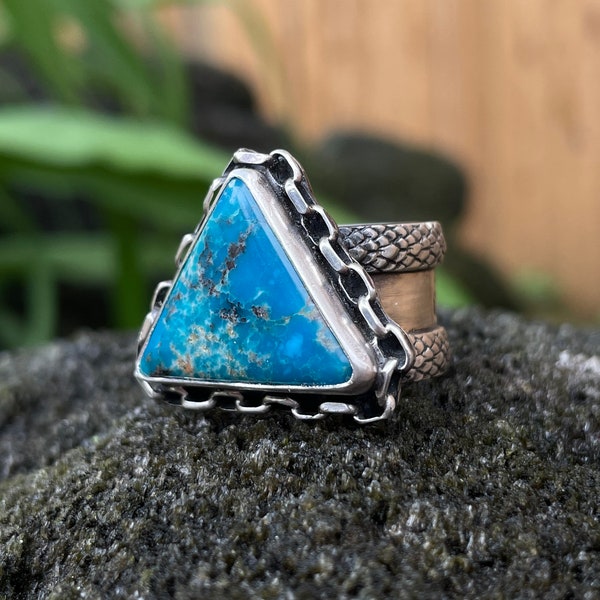 Dirtbag Collection | Turquoise (sz 6.5) Sterling Silver Statement Ring | Southwestern | Chunky