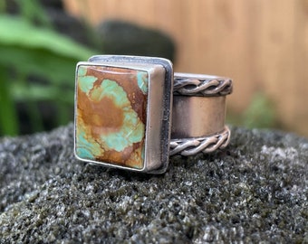 Dirtbag Collection | Turquoise (sz 11) Sterling Silver Statement Ring | Southwestern | Chunky