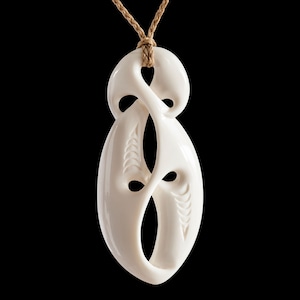 Large Māori Unity Twist Bone Carving Pendant From New Zealand