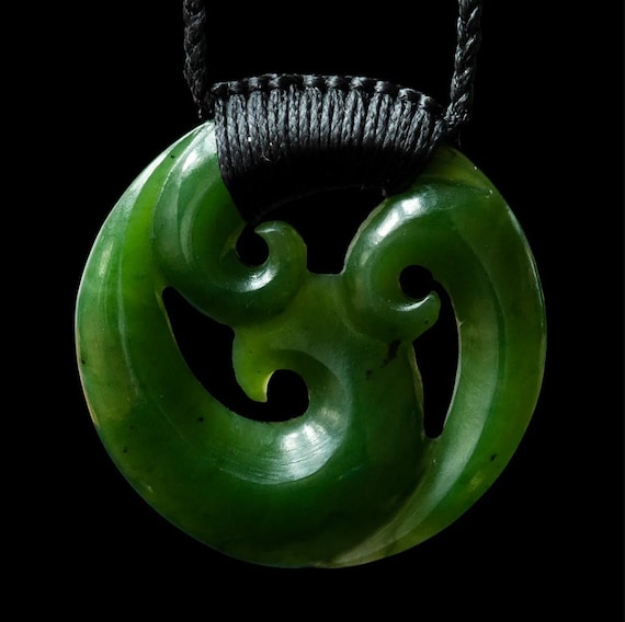 Large Bound Whanau Triple Koru, hand crafted jade pendant