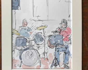 Open Mic at the Old Mill Plumstead - Original pen and watercolour painting in 10 x 8 inch mount