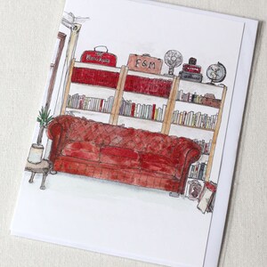 The Chesterfield Watercolour and Ink Litho Print Greeting Card image 3