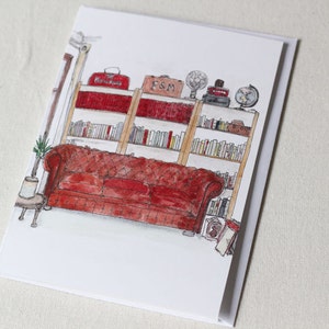 The Chesterfield Watercolour and Ink Litho Print Greeting Card image 2