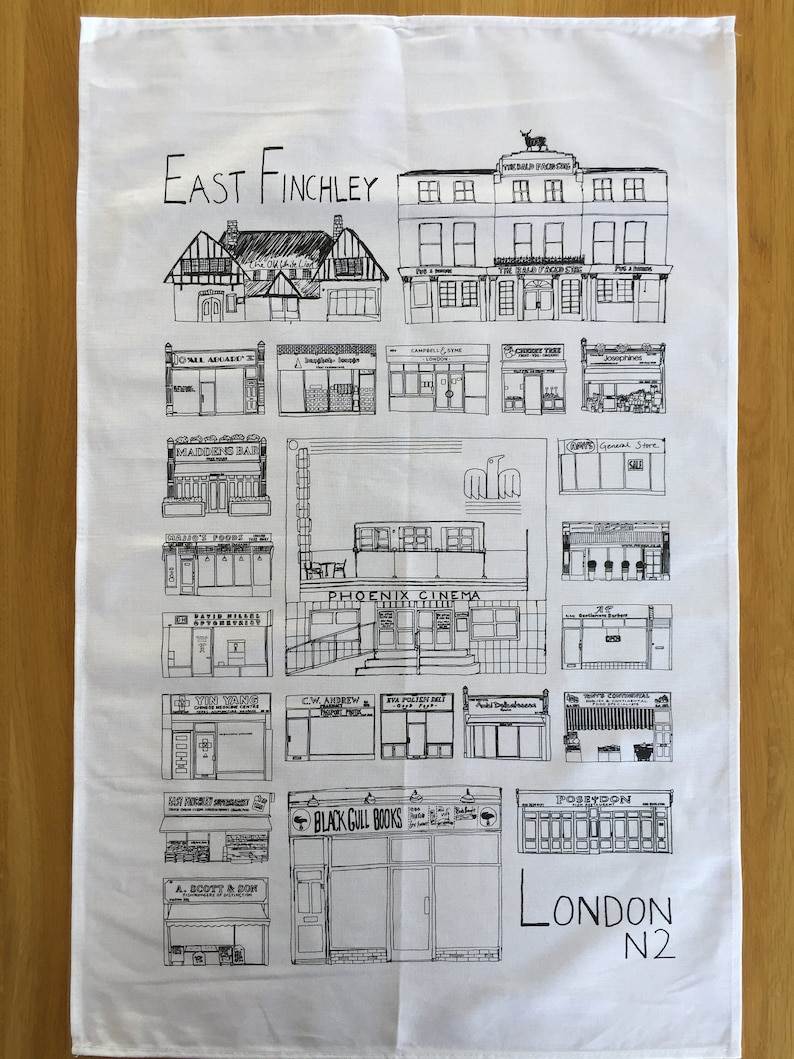 East Finchley Tea Towel image 1
