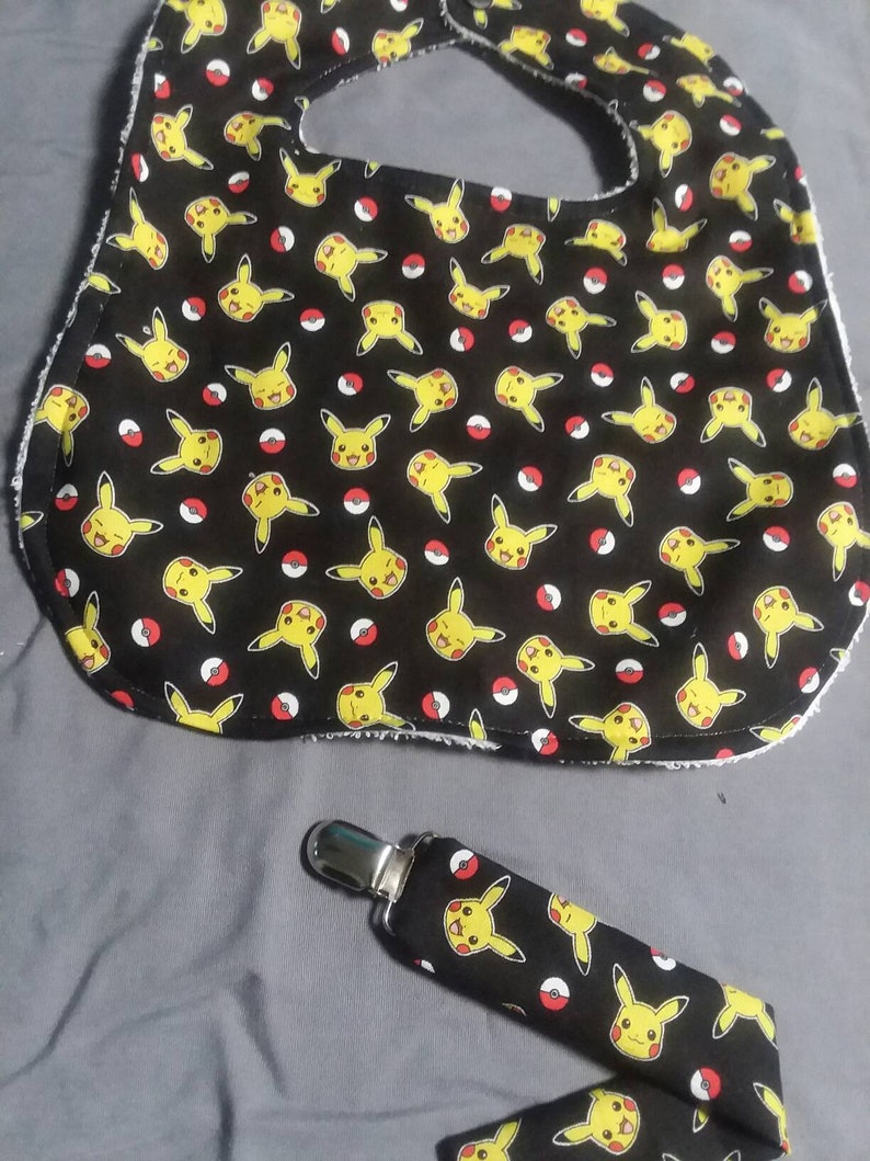 Baby Pacifier Clip Holder Leash Pokemon Pikachu Catch Them All Black Or Pokemon Pikachu Extra Large Baby Toddler Drool Bib