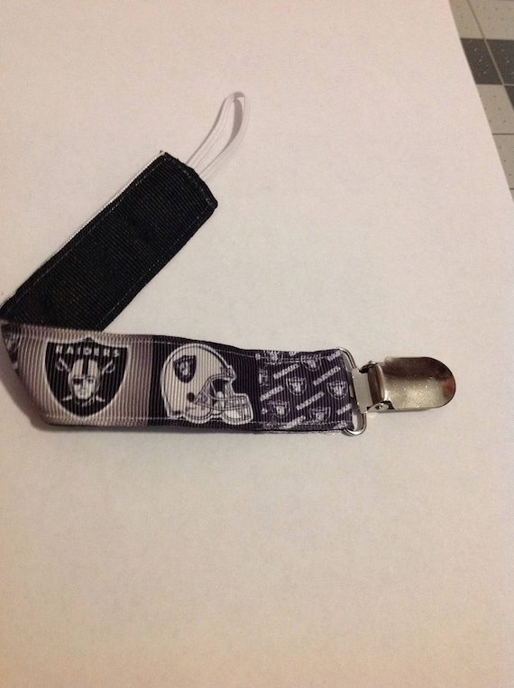 BABY GIRL Boy Pacifier Clip Holder Football White Ribbon