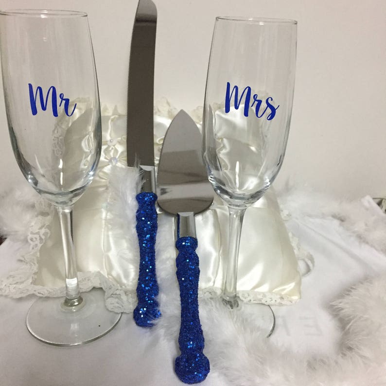 Royal blue cake cutting set blue glitter cake cutting set Etsy