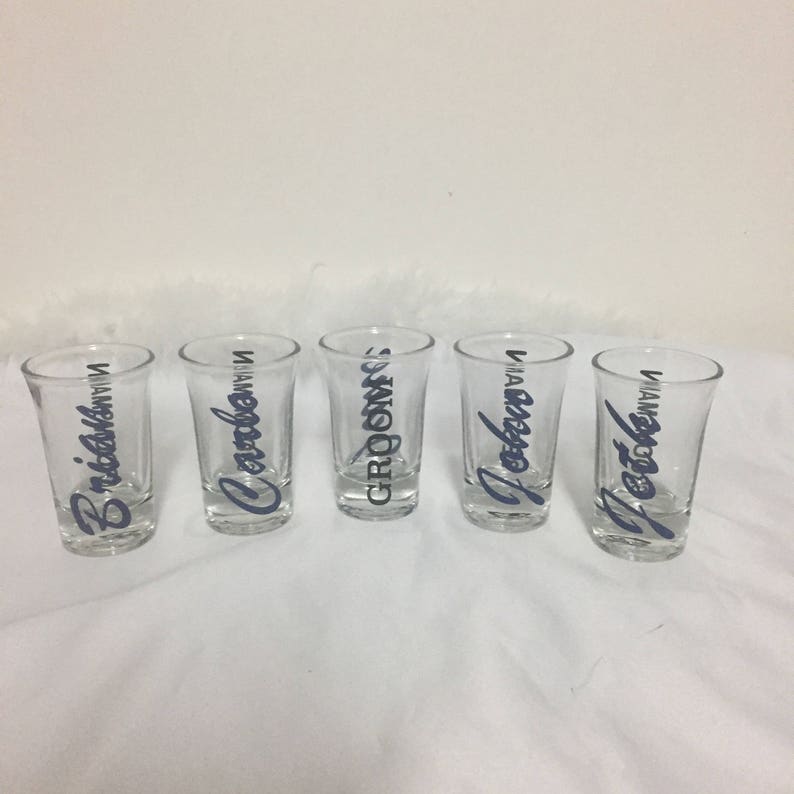 Groomsmen gifts set of Bachelorette shot glasses Bridesmaid pineapple shot glass Bridal party gifts 5 Personalized shot glasses