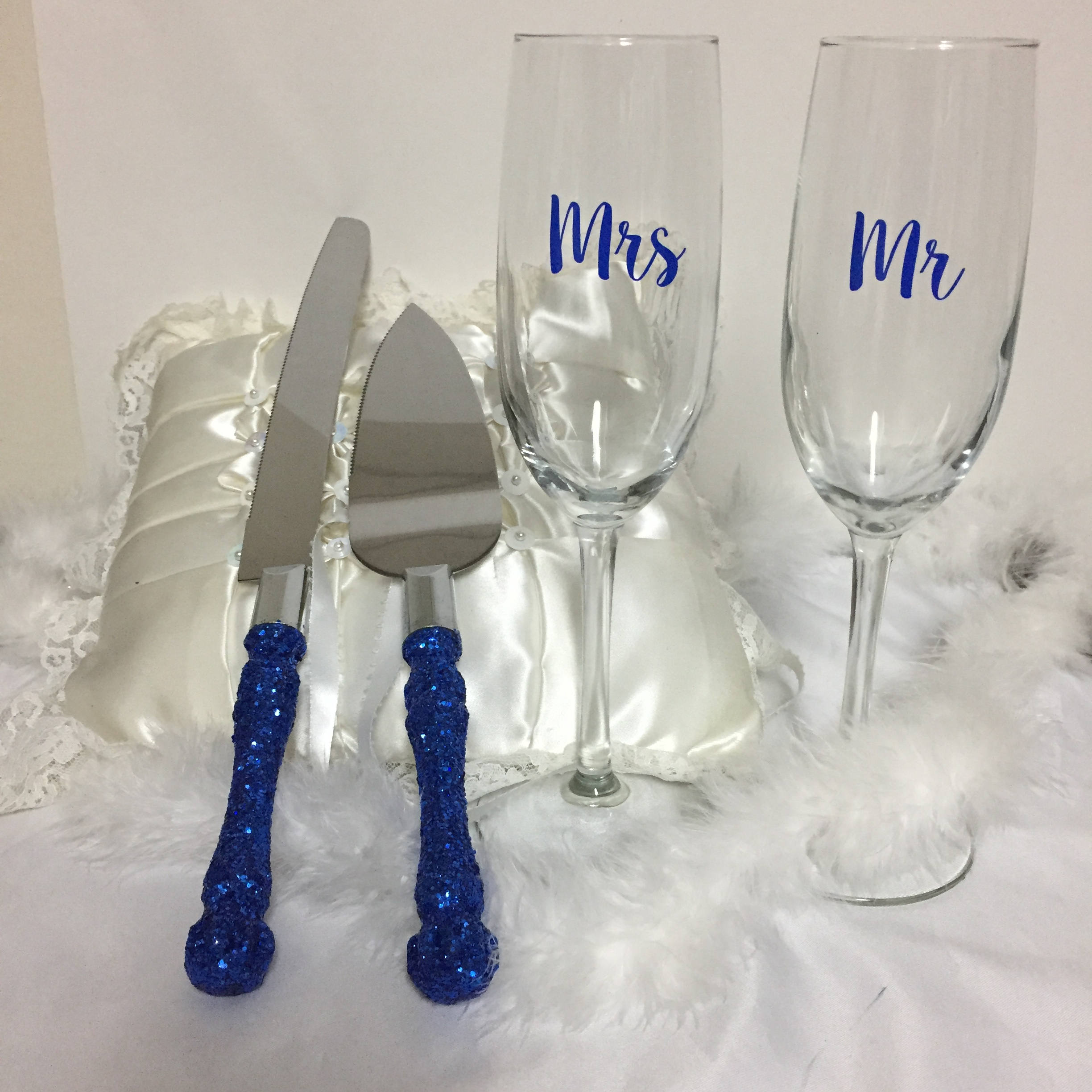 Royal blue cake cutting set blue glitter cake cutting set Etsy
