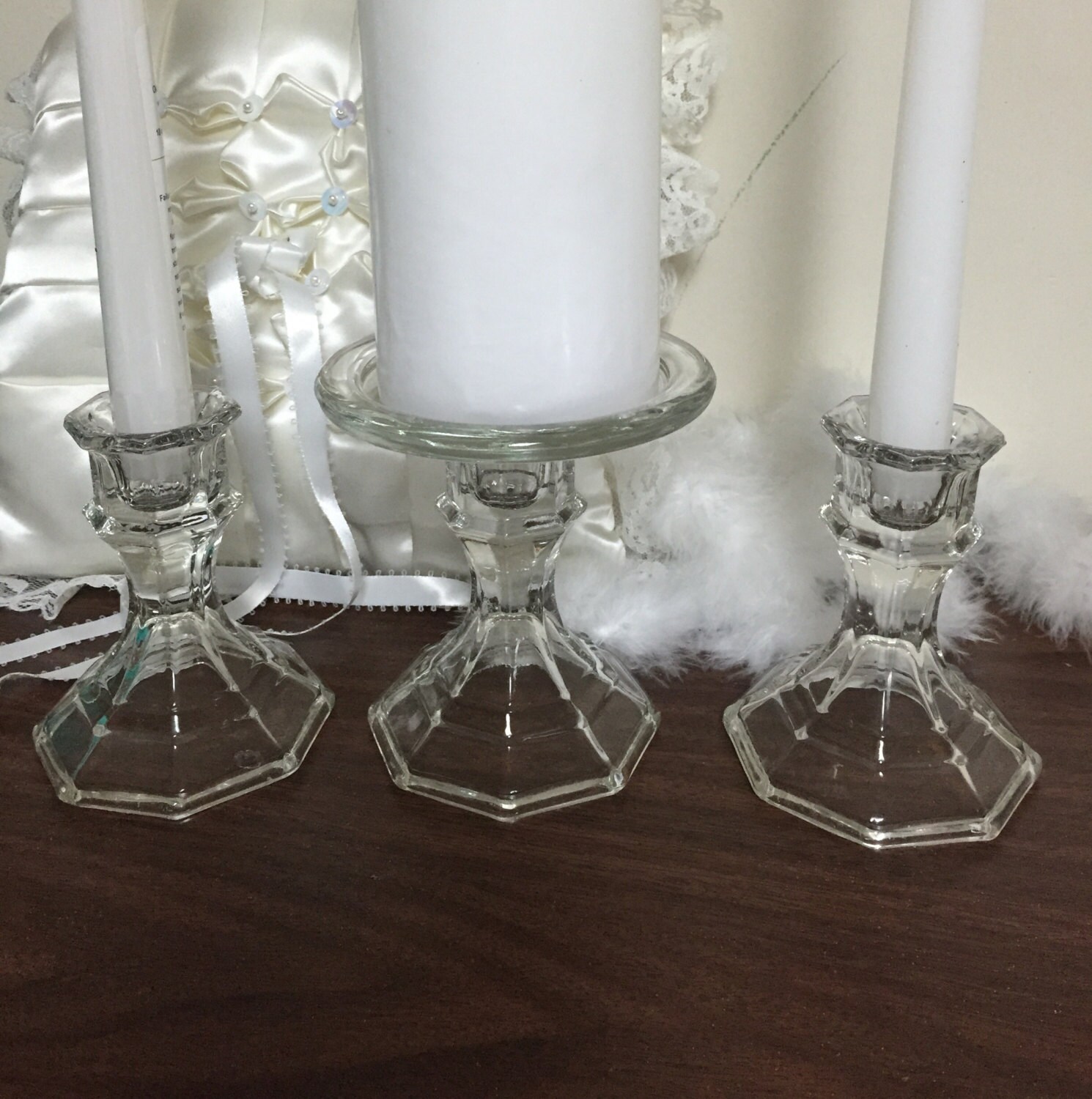 Glass unity candle holder pillar candle holder for wedding Etsy