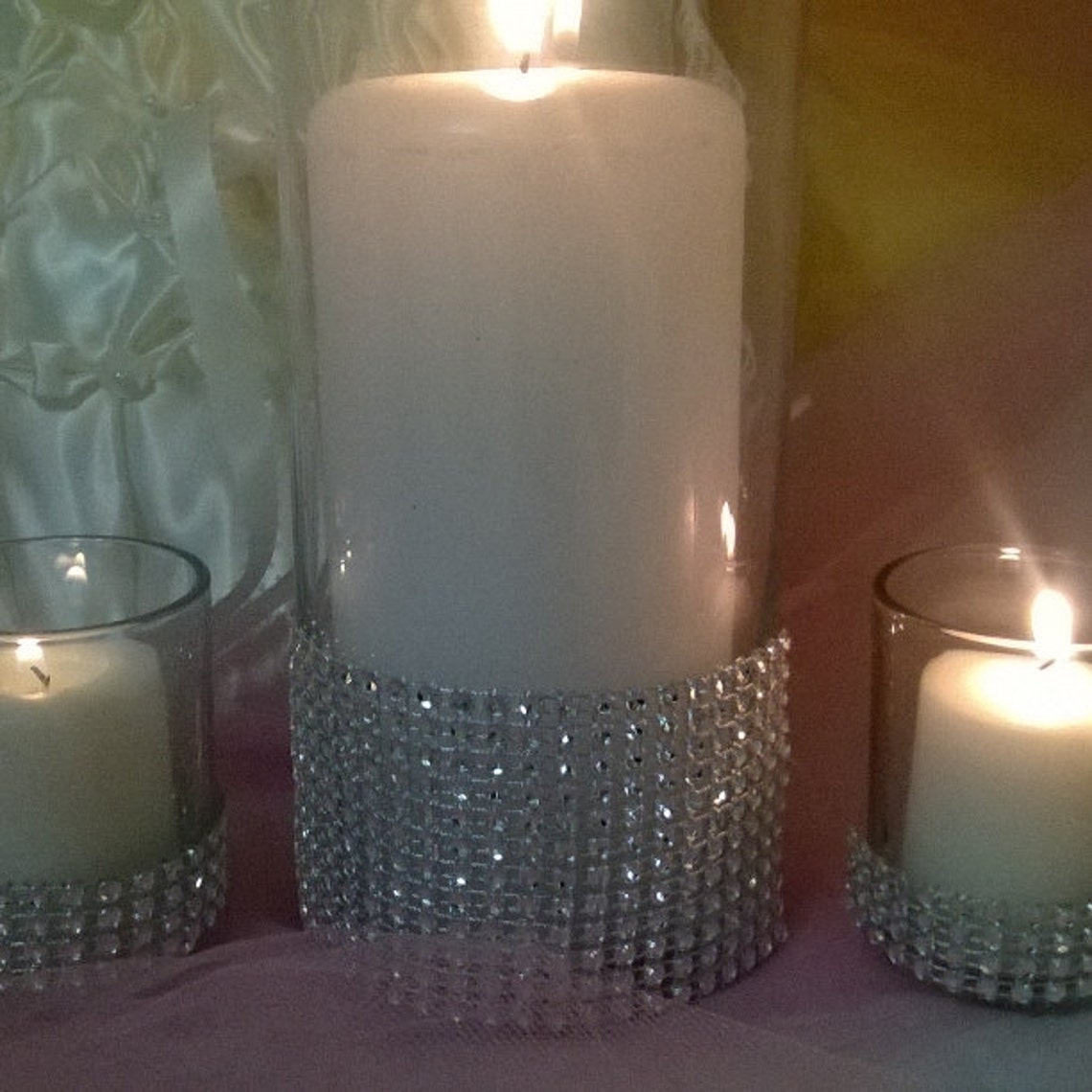 Wedding centerpiece Candle holders Rhinestone vase Set of Etsy