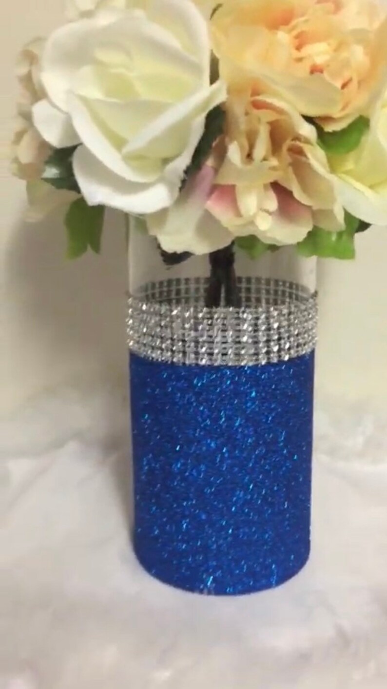Wedding centerpiece pink glitter vase 1 vase bridal Etsy