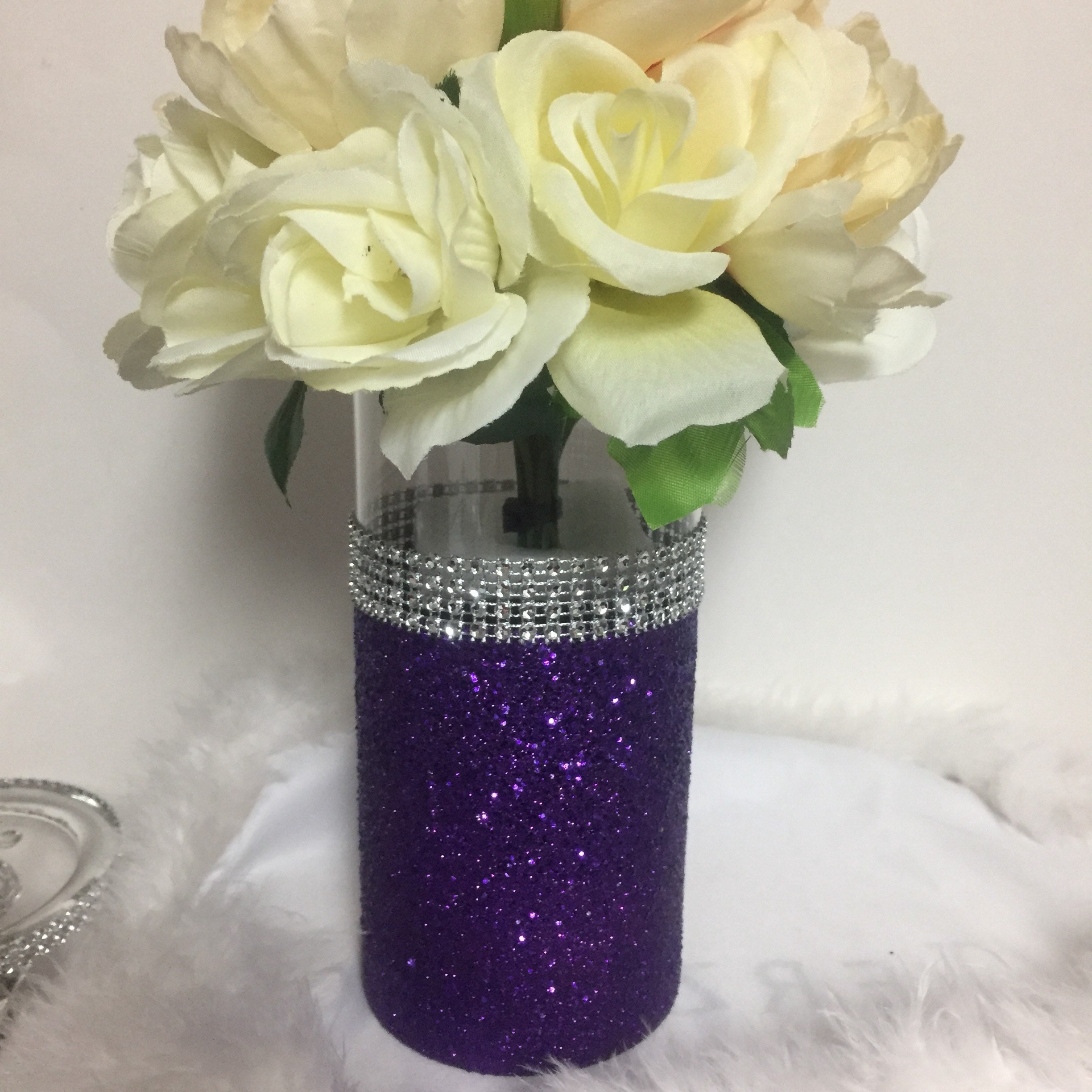 Purple Wedding Centerpiece Purple Glitter Vase 1 Vase Etsy