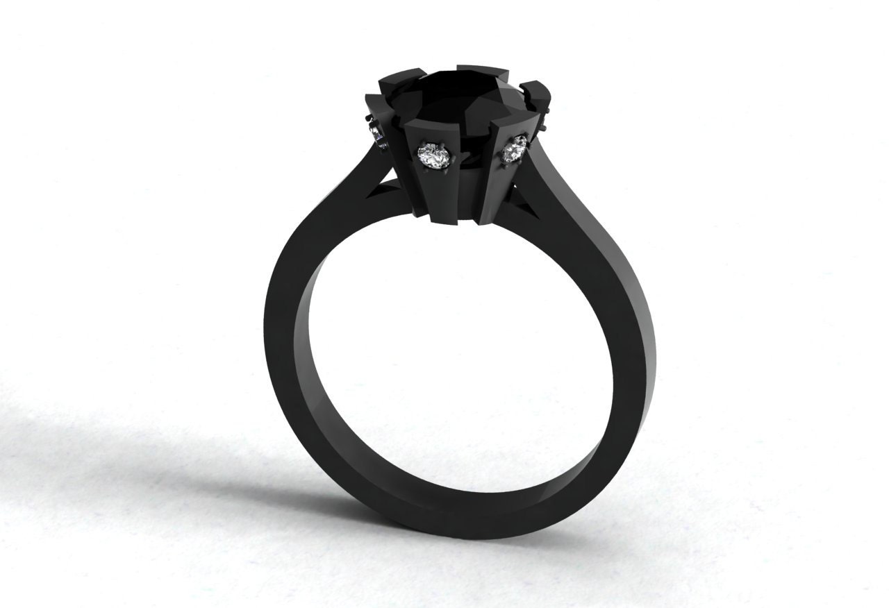 14k Solitary Black Gold Engagement or Wedding Ring with Etsy