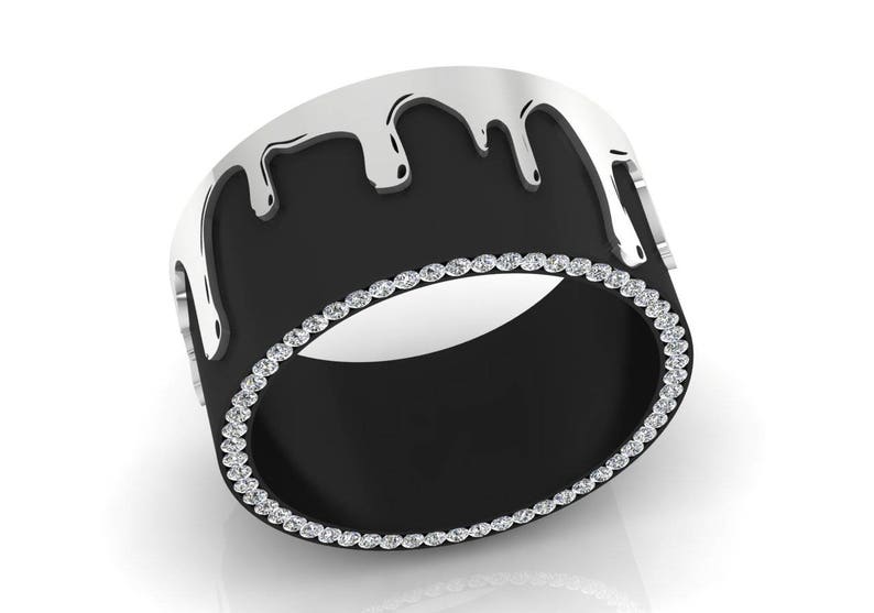 14k Two-Tone Gold Luxurious and Gorgeous Wedding Engagement Anniversary Band for Men with White Diamonds Item # BL-02