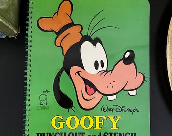 livre vintage de pochoirs Disney Dingo, complet