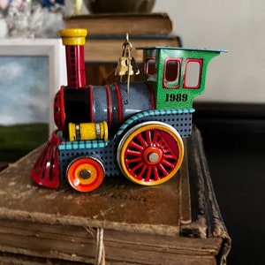 Vintage Tin Hallmark Train Locomotive ornament 1989