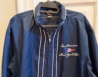 Vintage Pla-Jac by Dunbrooke windbreaker jacket, San Francisco model yacht club, navy xl