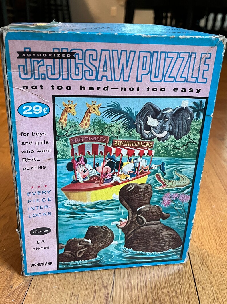 Vintage Disney Jr Jigsaw Puzzle Adventureland Mickey, Minnie 63 Piece
