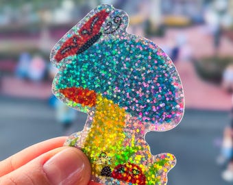 Main Street Electrical Parade Holographic Glitter Sticker — Mushroom Float with Butterfly and Ladybug | Disney Stickers Glitter Stickers