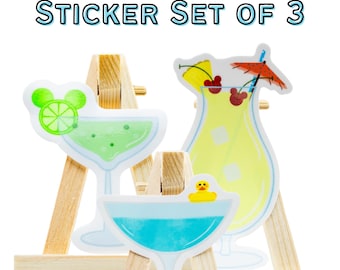 Paquete de pegatinas de cócteles Disney / Pegatinas Disney Disney Springs The Boathouse Margarita Epcot Pegatina de bebida Pegatina Mickey Lima Piña Colada