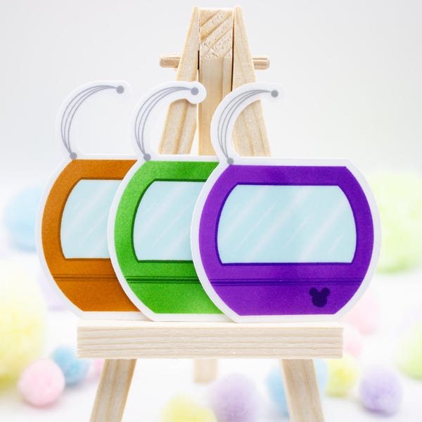 Pegatinas Disney - Set de 3 pegatinas Disney Skyliner / Pegatinas impermeables para botellas de agua, portátiles, diarios, cuadernos, agendas y álbumes de recortes.