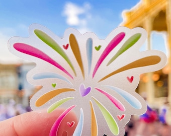 Transparent Disney Fireworks Sticker | Water Bottle Stickers Disney Stickers Disney World Vinyl Stickers Disney Gift Laptop Stickers Disney