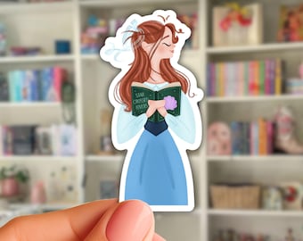 Pegatina de Ariel leyendo, álbum de recortes literario, vinilo impermeable para ordenador Kindle, agenda, portátil, equipaje, planificador, botella de agua.
