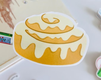 Cinnamon Roll Sticker | Cinnamon Bun Vinyl Sticker Cinnabon Laptop Sticker Cute Food Water Bottle Sticker Bakery Planner Sticker Dessert