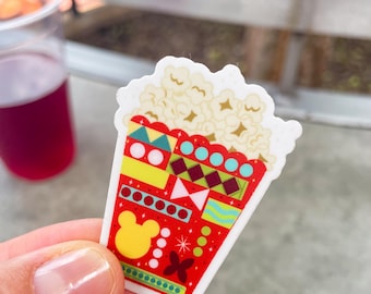 Popcorn Disney Sticker | Cute Disney Parks Merch — Waterproof Vinyl Decal for Laptop, Planner, Scrapbook, Water Bottle