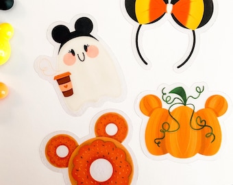 Paquete de pegatinas de Halloween de Disney, álbum de recortes de Walt Disney World, pegatina de vinilo impermeable para ordenador Kindle, portátil, equipaje, agenda o botella de agua.