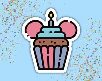 Disney Birthday Cupcake Sticker | Labels for Kids Party Favors, Baby Shower Disney Stickers, Invitation Seals, Birthday Cruise Pixie Dust