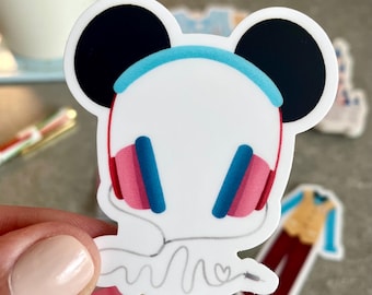 Mickey Mouse Headphones Sticker | Water Bottle Stickers Disney Stickers Disney World Vinyl Stickers Disney Gift Laptop Stickers Disney Trip