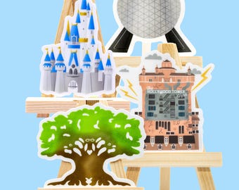 4 Parks Disney World Trip Scrapbook Sticker Pack — Magic Kingdom, Epcot, Hollywood Studios, Animal Kingdom WDW Parks Icon Disney Stickers