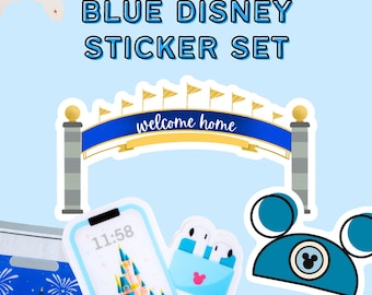 Blue Disney Stickers Pack | Water Bottle Stickers Disney Stickers Disney World Vinyl Stickers Disney Gift Laptop Stickers Disney Trip Kindle