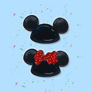 Klistermärkesset för Mouseketeer-hatt | Walt Disney-klistermärken, telefon, laptop, planerare, vattenflaskklistermärke, retro vintage, klassisk Mimmi Pigg, öronhatt 2 Set - Clear Back