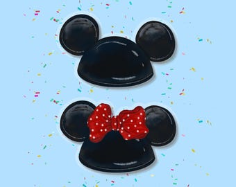 Mouseketeer Hat Sticker Set | Walt Disney Stickers Phone Laptop Planner Water Bottle Sticker Retro Vintage Classic Minnie Mouse Ear Hat
