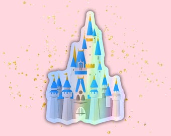 Holographic Cinderella Castle Sticker | Water Bottle Stickers Disney Stickers Disney World Vinyl Stickers Disney Gift Laptop Stickers