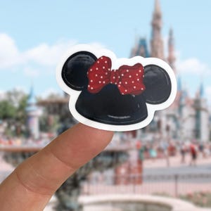 Minnie Mouseketeer Hat Sticker | Walt Disney Stickers Phone Laptop Planner Water Bottle Sticker Retro Vintage Classic Minnie Mouse Ear Hat Minnie - White Back