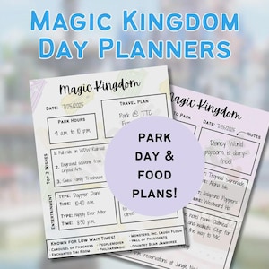 Magic Kingdom Park + Food Planners | Disney World Planner PDF | Disney Day Planner Guide, Disney Planning Sheets, Disney Theme Park Planner