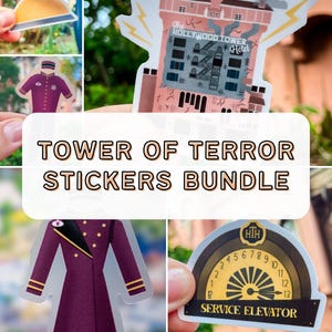Pakiet naklejek „Wieża Terroru”, naklejki winylowe Disney World, prezent do dziennika śmieci, podziękowania z kurzu wróżek, wodoodporna naklejka na butelkę z wodą