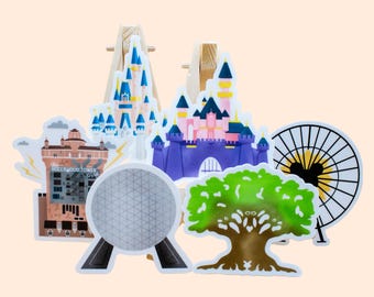 Disney World + Disneyland Park Icon Stickers Pack | Water Bottle Stickers Disney Stickers Disney World Vinyl Stickers Disney Gift Landmarks