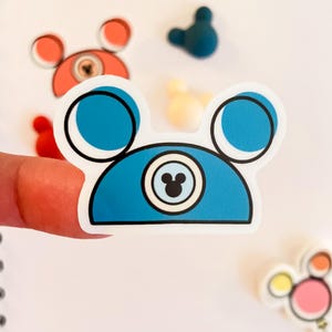 A waterproof vinyl Mickey hat sticker in dark teal, one of a collection of Disney stickers for water bottles.