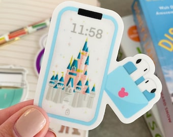Disney telefoon- en hoofdtelefoonsticker feat. Kasteel Assepoester | Waterflesstickers Disney-stickers Disney World vinylstickers Disney cadeau