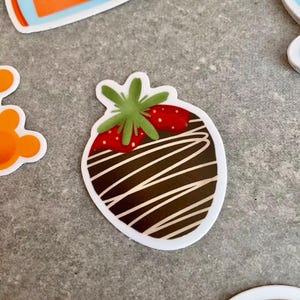 Chocolate Covered Strawberry Stickers | Galentine and Coquette Stickers for Bullet Journal | Deco Stickers, Cute Food Sticker, Fruit Sticker