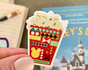 Disney Popcorn Sticker | Water Bottle Stickers Disney Stickers Disney World Vinyl Stickers Disney Gift Laptop Stickers Disney Trip Snacks