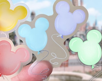 Paquete de pegatinas de globos de Mickey, álbum de recortes de Disney World, vinilo impermeable para computadora, Kindle, laptop, equipaje, agenda, botella de agua