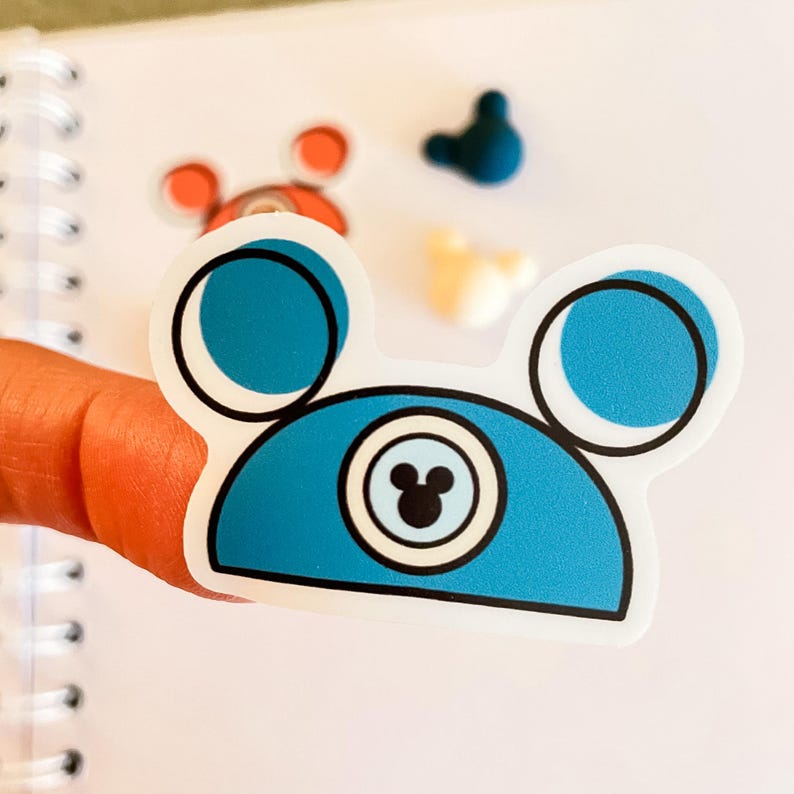 A waterproof vinyl Mickey hat sticker in dark teal, one of a collection of Disney stickers for water bottles.