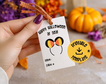 Halloween Disney Cruise DIY Custom Pixie Dust Labels Printable PDF, DCL Fish Extender Gift Tags Digital Download, Halloween on High Seas